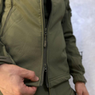 Мужская водонепроницаемая куртка Softshell с капюшоном и вентиляционными молниями олива размер 2XL - изображение 5