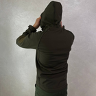 Чоловіча водонепроникна Куртка Softshell з капюшоном та липучками під шеврони олива розмір L - зображення 5