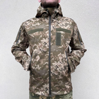 Мужская демисезонная Куртка с капюшоном Softshell на флисе пиксель размер 50 - изображение 1