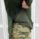Чоловіча демісезонна Куртка SoftShell з капюшоном та додатковими кишенями олива розмір 3XL - зображення 4