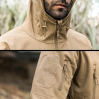Чоловіча демісезонна Куртка з капюшоном Softshell Shark Skin 01 на флісі до -10°C койот розмір XXXL - зображення 4