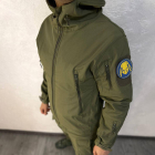 Чоловіча водонепроникна Куртка Softshell з капюшоном та вентиляційними блискавками олива розмір XL - зображення 3