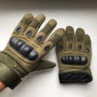 Зимние утепленные перчатки с косточками и сенсорными накладками олива размер XL - изображение 3