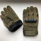 Зимние утепленные перчатки с косточками и сенсорными накладками олива размер XL - изображение 5