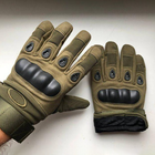 Зимние утепленные перчатки с косточками и сенсорными накладками олива размер 2XL - изображение 3