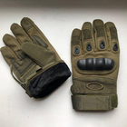 Зимние утепленные перчатки с косточками и сенсорными накладками олива размер 2XL - изображение 5
