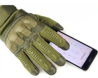 Плотные демисезонные перчатки на меху с защитными накладками и сенсорными пальцами хаки размер XXL - изображение 3