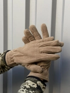 Крепкие флисовые Перчатки полнопалые бежевые универсальный размер - изображение 5