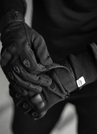 Зимові утеплені рукавиці з кісточками та сенсорними накладками чорні розмір XL - зображення 2