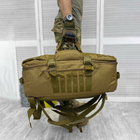 Міцна Сумка - Рюкзак для транспортування речей 65л / Водонепроникний Баул з системою Molle койот 63х39 см - зображення 6