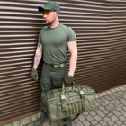Прочная Сумка - Рюкзак для транспортировки вещей 55л / Водонепроницаемый Баул с системой Molle олива 62х34 см - изображение 4