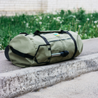 Тактична сумка-баул 100л армійська Оксфорд олива з кріпленням для каремату та саперної лопати. - зображення 3