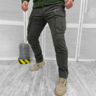 Чоловічі щільні Штани Leon із накладними кишенями / Еластичні бавовняні Брюки хакі розмір 2XL - зображення 1