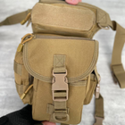 Поясная Сумка на ногу Cordura 1000D с 5-мя карманами койот размер 30,5x12,5x22,8 см - изображение 3