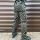 Чоловічі міцні Штани із накладними кишенями / Щільні Брюки ріп-стоп олива розмір S - зображення 3