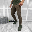 Чоловічі міцні Штани із накладними кишенями та манжетами / Щільні еластичні Брюки Capture олива розмір XL - зображення 2
