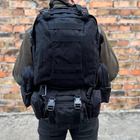 Тактический рюкзак с тремя подсумками на плечи 55 л черный - изображение 4