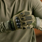 Плотные сенсорные перчатки с антискользкими вставками и защитными накладками олива размер L - изображение 3
