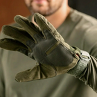 Плотные сенсорные перчатки с антискользкими вставками и защитными накладками олива размер L - изображение 5