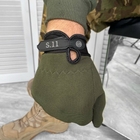 Плотные защитные перчатки с антискользящими вставками на ладонях олива размер M - изображение 1
