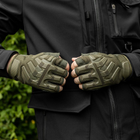 Плотные беспалые Перчатки Force с защитными резиновыми накладками хаки размер M - изображение 2