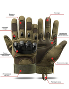 Плотные сенсорные перчатки с защитными накладками хаки размер XL - изображение 7