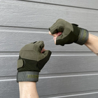 Перчатки с открытыми пальцами с антискользящими накладками хаки размер XL - изображение 6