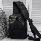 Нагрудна сумка 8Л чорний мультикам 30х26х12см / Безкаркасний Рюкзак з однією лямкою - зображення 4