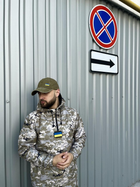 Мужской Анорак Terra с шевроном в виде флага Украины / Ветровка с капюшоном пиксель размер L - изображение 2