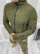 Мужская флисовая кофта с карманами и липучками под шевроны / Флиска олива размер M - изображение 3
