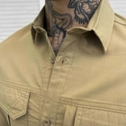 Мужская крепкая Рубашка Combat RipStop на пуговицах с карманами койот размер S - изображение 5