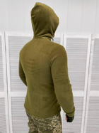 Мужская флисовая Кофта с капюшоном и липучками под шевроны / Флиска хаки размер XXL - изображение 3
