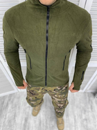 Мужская флисовая кофта с карманами и липучками под шевроны / Флиска олива размер L - изображение 1