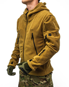 Мужская флисовая Кофта с капюшоном / Флиска с отверстиями для пальцев койот размер 3XL - изображение 2