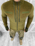 Мужская флисовая Кофта с капюшоном и липучками под шевроны / Флиска хаки размер XL - изображение 1