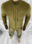 Мужская флисовая Кофта с капюшоном и липучками под шевроны / Флиска хаки размер L - изображение 1