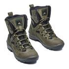 Универсальные кожаные Ботинки на двухкомпонентной подошве / Высокие Берцы с мембраной олива размер 41 - изображение 7