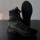 Утепленные Берцы из натуральной кожи / Зимние ботинки с меховой подкладкой в черном цвете размер 46 - изображение 2
