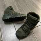 Мужские кожаные Ботинки АК на крепкой полиуретановой подошве / Водонепроницаемые Берцы олива размер 43 - изображение 6