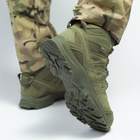 Мужские нубуковые Ботинки на износостойкой резиновой подошве / Водостойкие Берцы с мембраной олива размер 45 - изображение 5