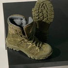 Утепленные Берцы из натуральной кожи / Зимние ботинки в цвете олива с нашивкой флагом размер 47 - изображение 4
