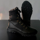 Утепленные Берцы из натуральной кожи / Зимние ботинки с меховой подкладкой в черном цвете размер 48 - изображение 2