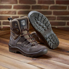 Универсальные кожаные Берцы с мембраной / Летние Ботинки на двухкомпонентной подошве коричневые размер 48 - изображение 6