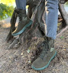 Чоловічі зимові Черевики на шнурівці з натуральної шкіри / Високі Берці з утеплювачем Slimtex зелені розмір 40 - зображення 4