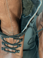 Зимние Берцы Ястреб из натуральной кожи с меховой подкладкой / Высокие утепленные ботинки коричневые размер 40 - изображение 5