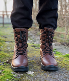 Зимние Берцы Ястреб из натуральной кожи подкладка Airtex / Высокие утепленные ботинки коричневые размер 46 - изображение 3