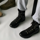 Высокие демисезонные Берцы из натуральной кожи / Ботинки в черном цвете размер 38 - изображение 4