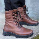Зимние Берцы Ястреб из натуральной кожи подкладка Airtex / Высокие утепленные ботинки коричневые размер 37 - изображение 1