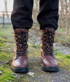 Зимние Берцы Ястреб из натуральной кожи подкладка Airtex / Высокие утепленные ботинки коричневые размер 37 - изображение 3