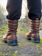Зимние Берцы Ястреб из натуральной кожи подкладка Airtex / Высокие утепленные ботинки коричневые размер 47 - изображение 4